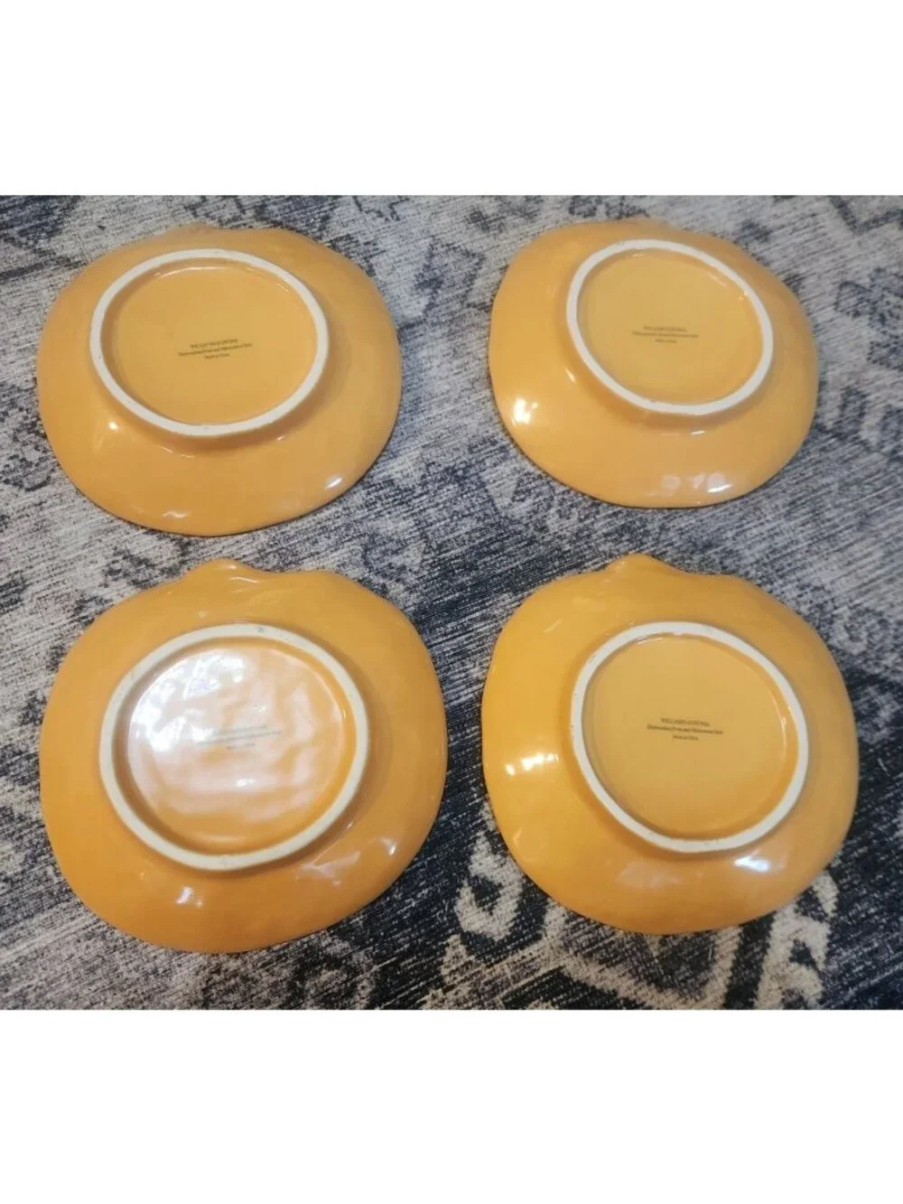 Williams Sonoma 4 Orange Appetizer/Dessert Pumpkin Plates